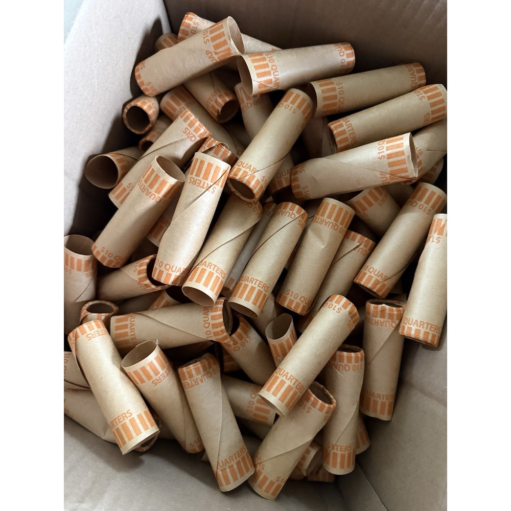 300 Rolls Preformed QUARTER Coin Wrappers Paper Tubes For QUARTERS ( Holds $10)